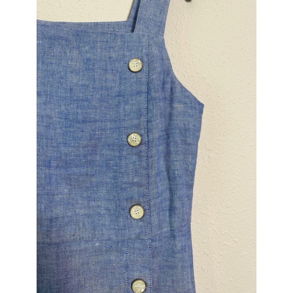 J. McLaughlin Leah Linen Blend Midi Dress Blue Size 10 - Picture 3 of 9